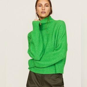 SAMSØE SAMSØE Nola Turtleneck Sweater fern green alpaca wool size large